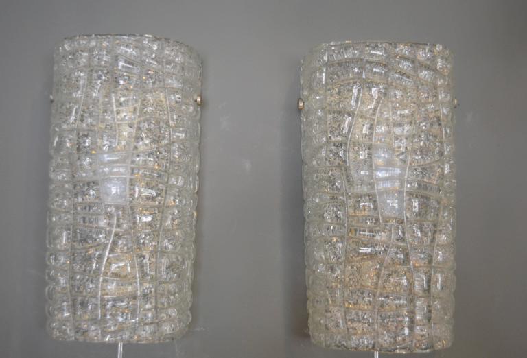 Large Ice Glass Rectangular Sconces