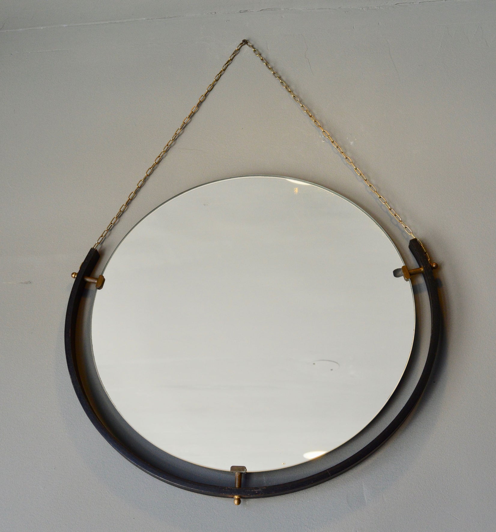 Round Italian Floating Mirror, 1950s Italy