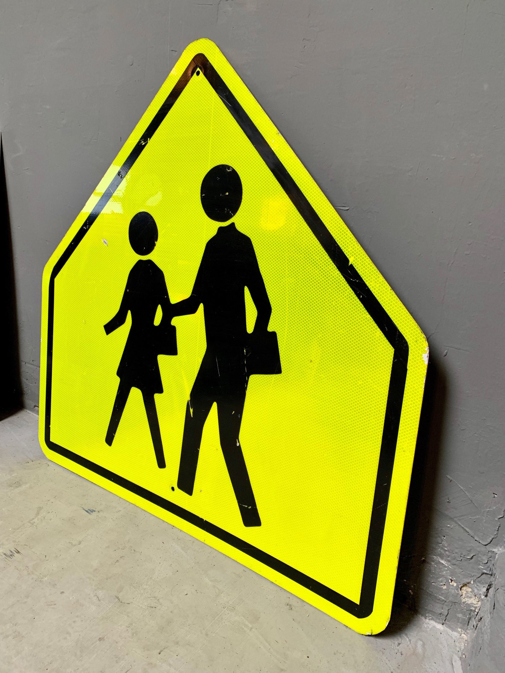 Acid Yellow Reflective Pedestrian Road Sign from Los Angeles