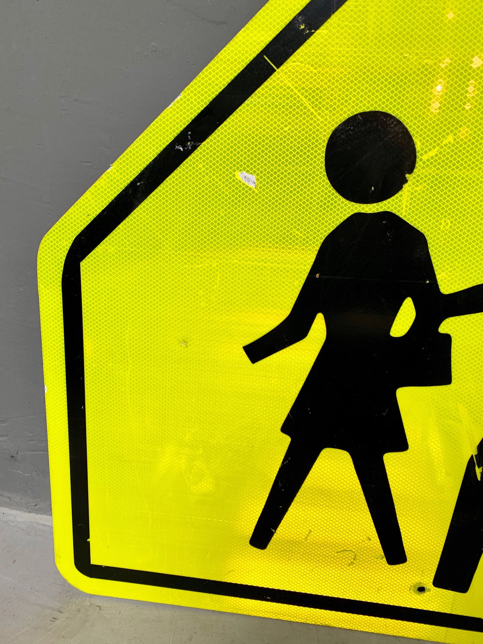 Acid Yellow Reflective Pedestrian Road Sign from Los Angeles