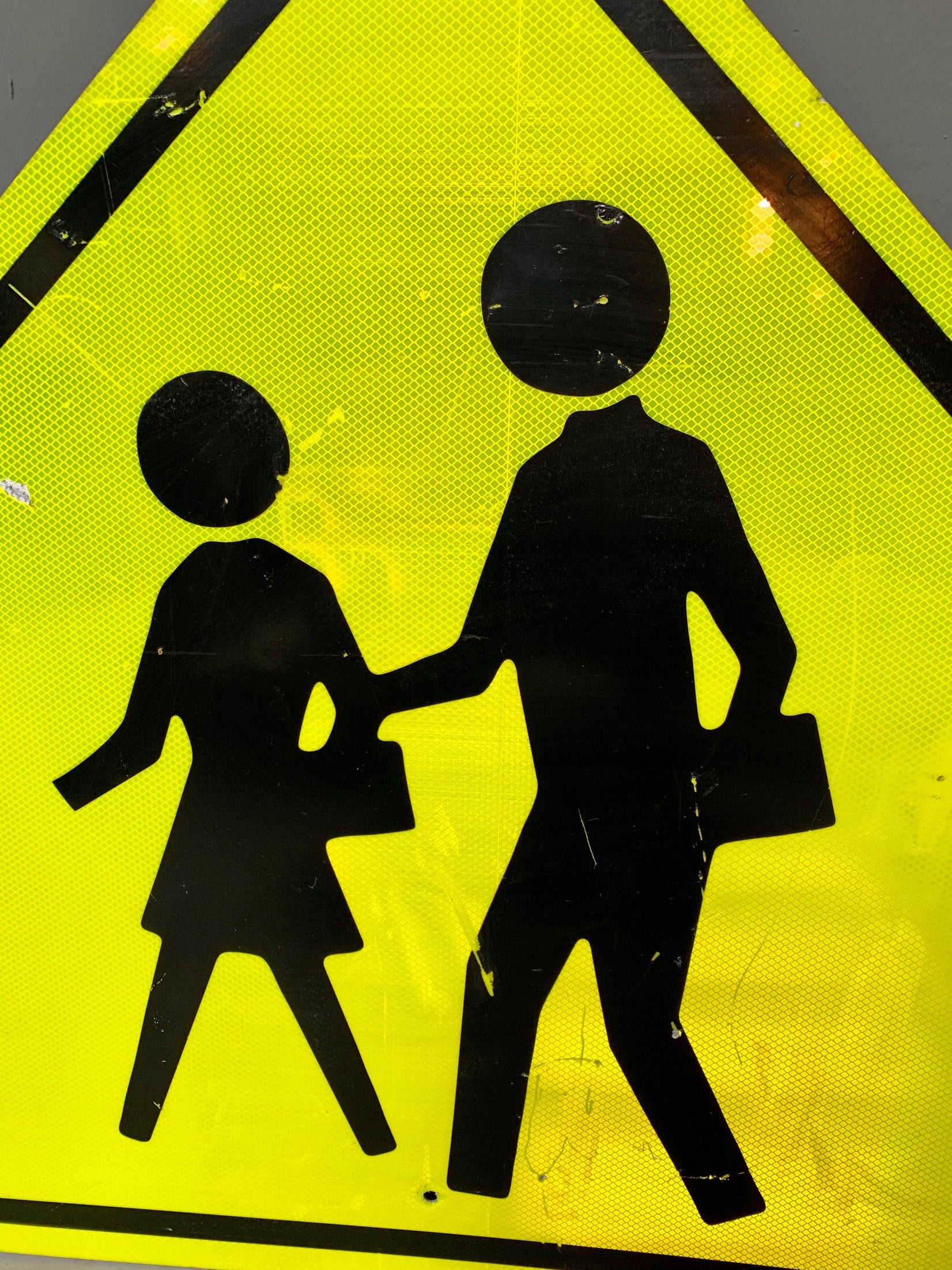 Acid Yellow Reflective Pedestrian Road Sign from Los Angeles