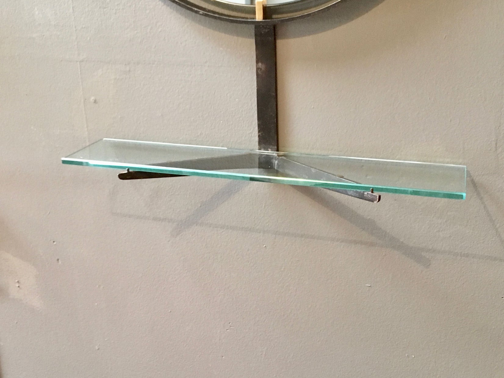 Vintage Italian Floating Mirror with Shelf