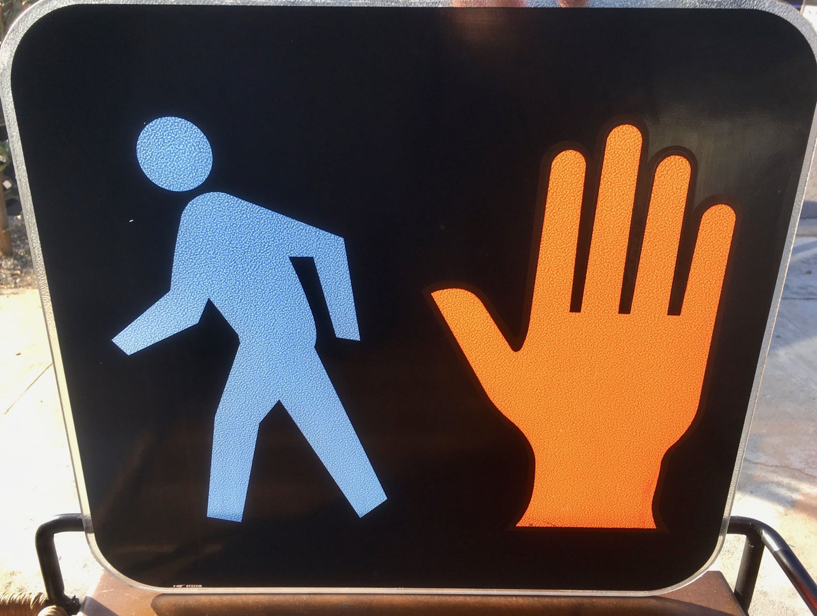 Rare Glass Pedestrian Sign