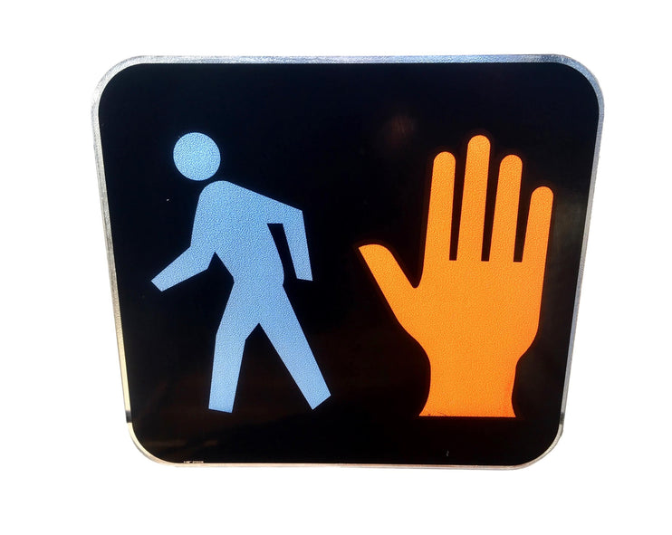 Rare Glass Pedestrian Sign