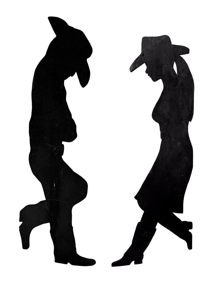 Pair of Life Sized Carved Wood Silhouette Figures