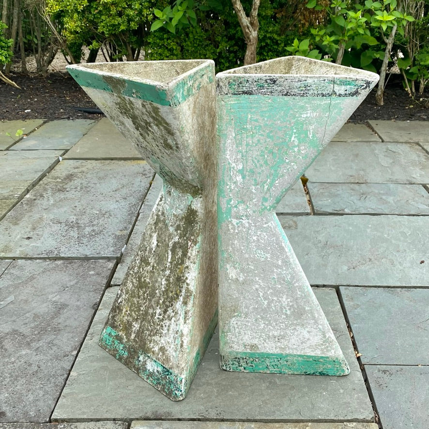 Set of 2 Sculptural Triangular Planters