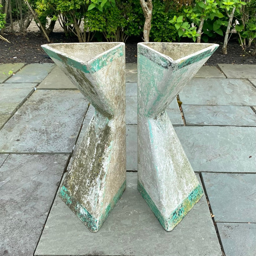 Set of 2 Sculptural Triangular Planters