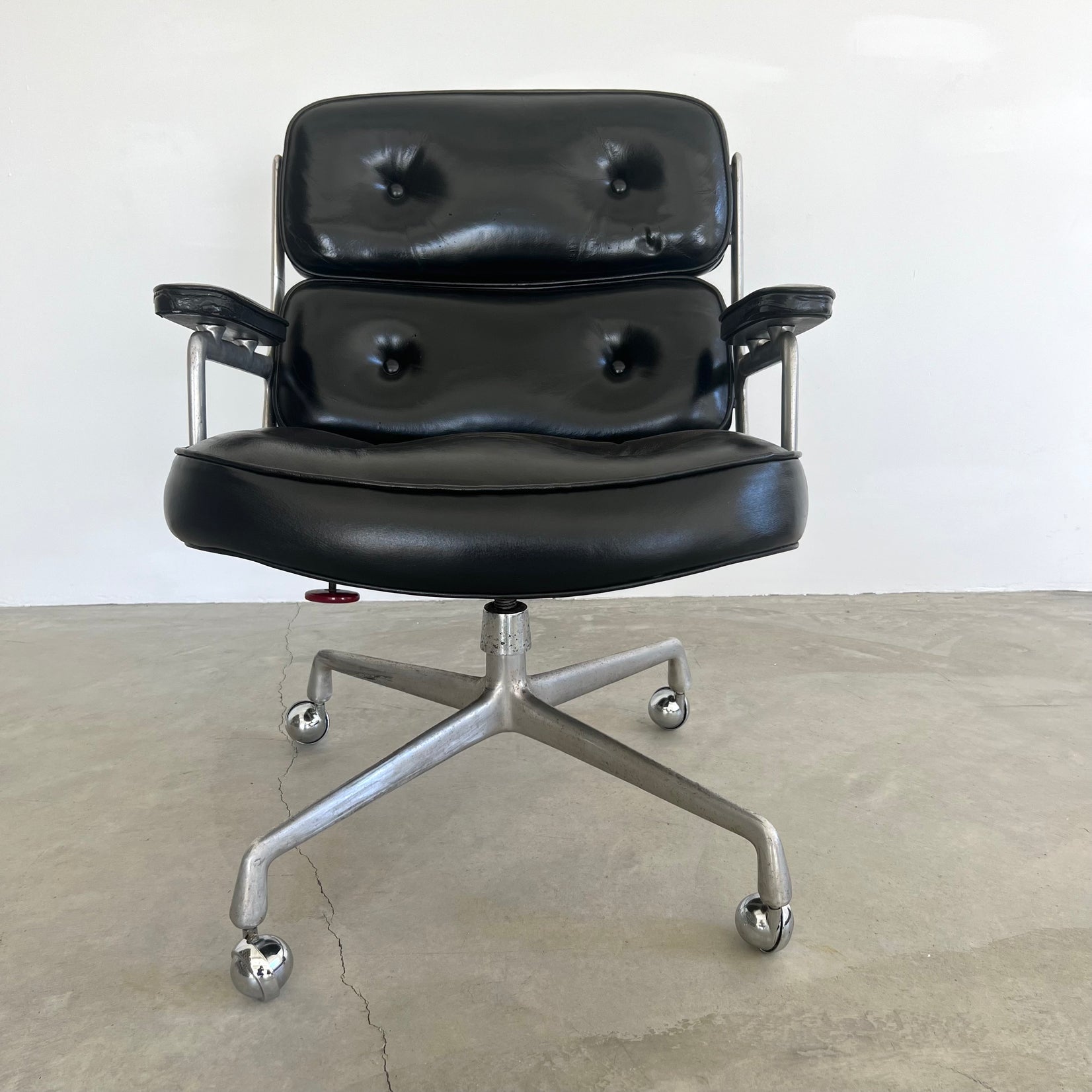 Eames Time Life Chair in Black Leather for Herman Miller, 1980s USA
