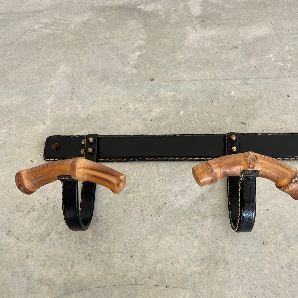 Leather and Bamboo Coat Rack