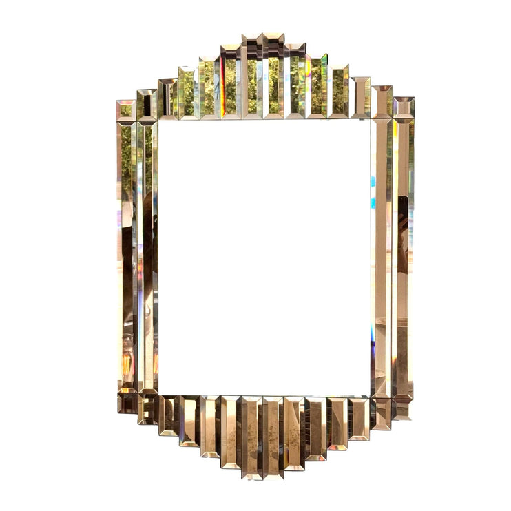 Art Deco Peach Glass Faceted Mirror