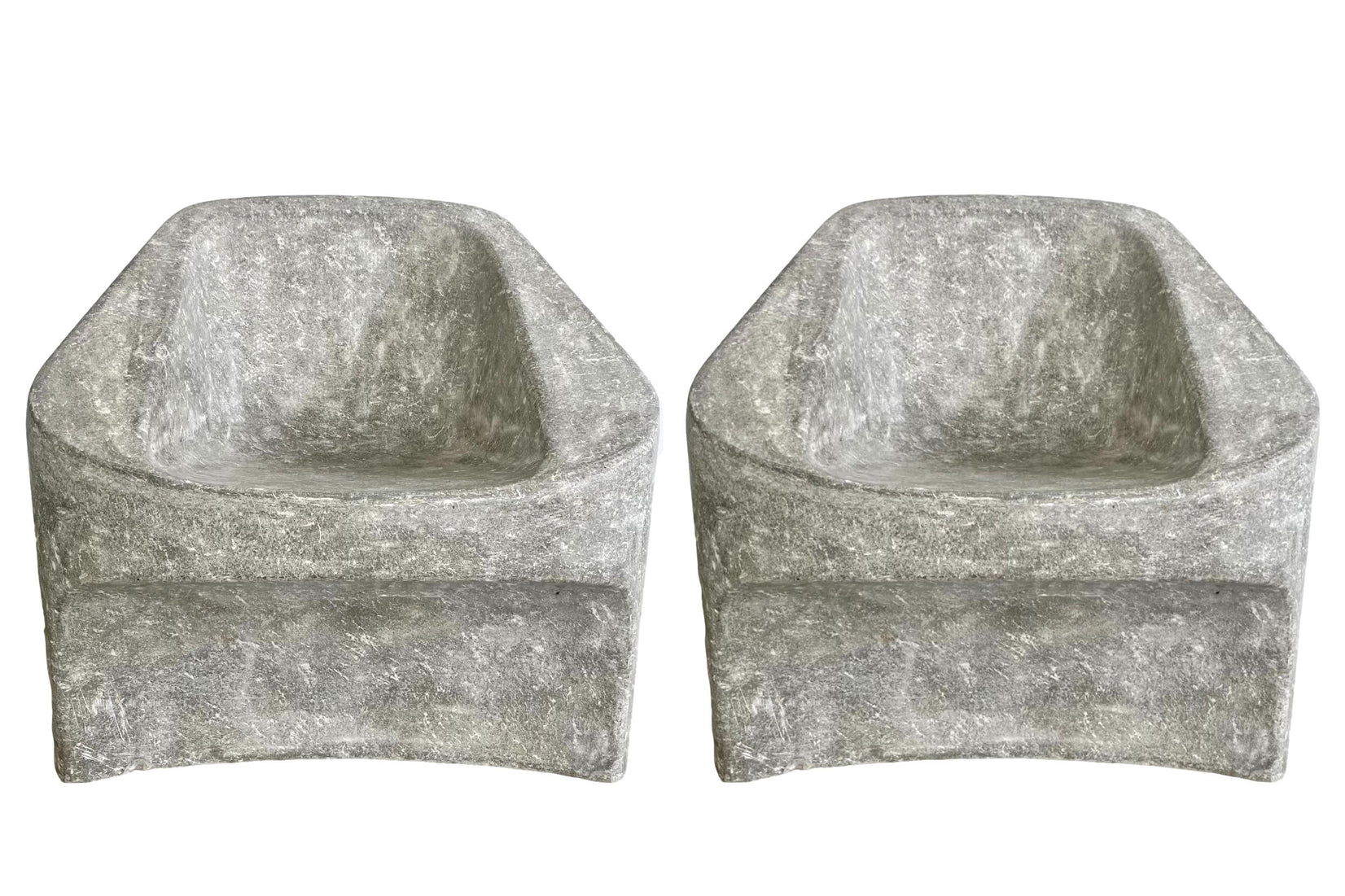 Pair Sculptural Concrete Chairs