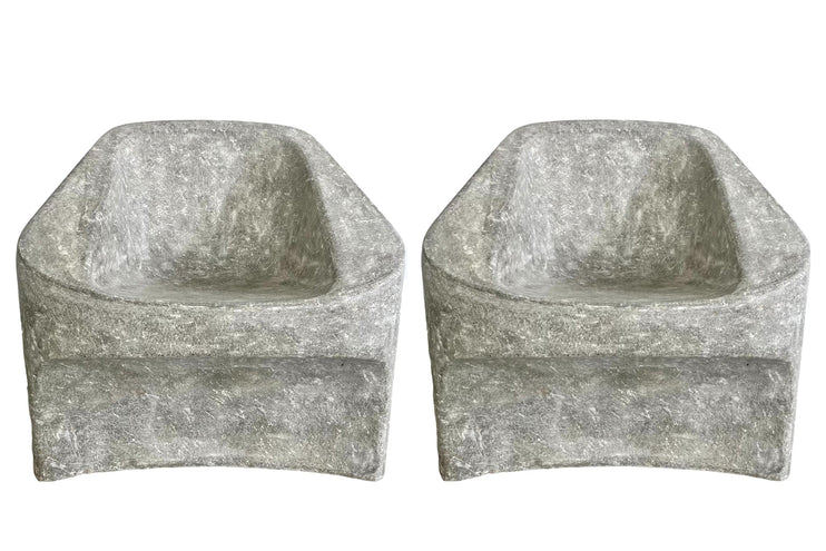 Pair Sculptural Concrete Chairs