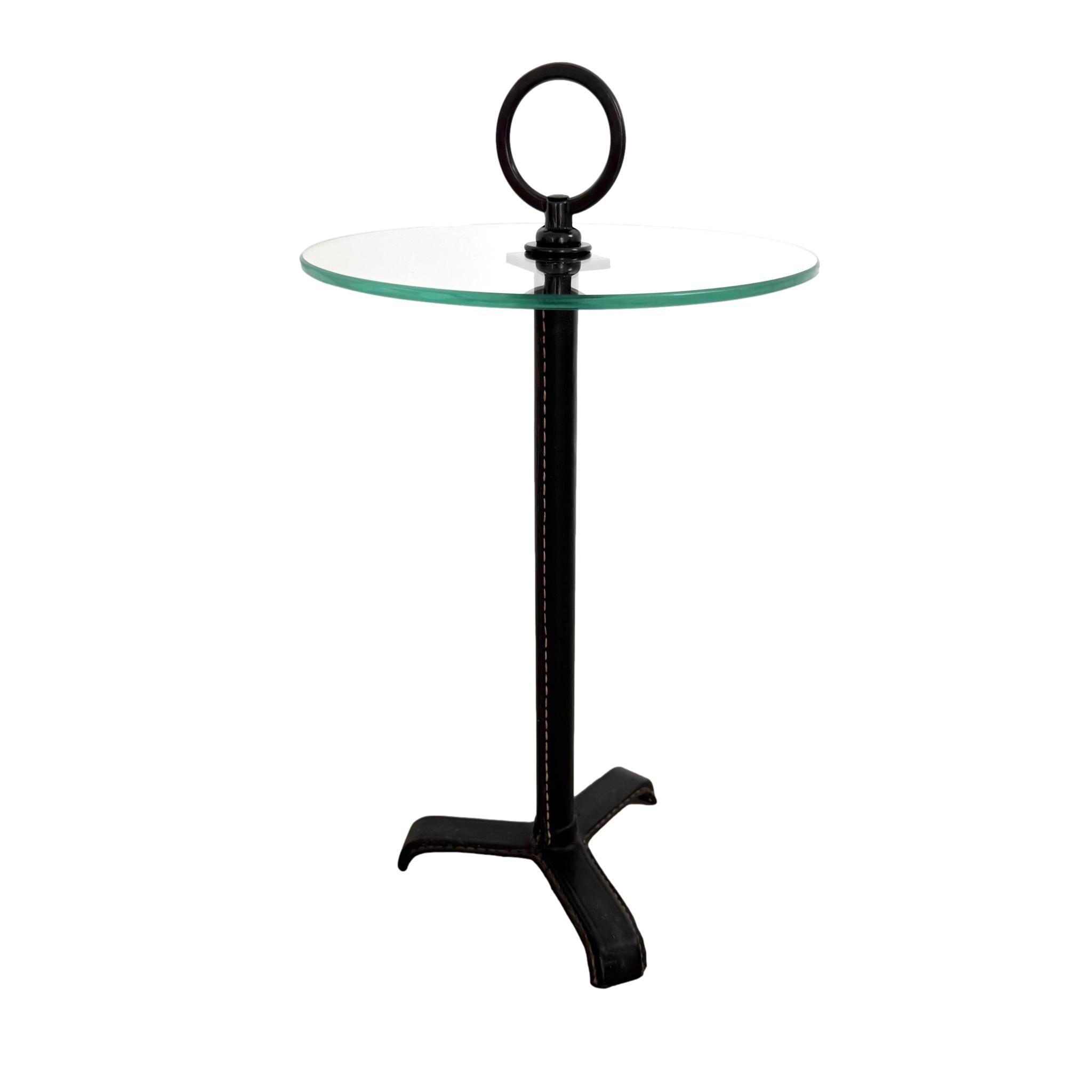 Leather and Glass Cocktail Table