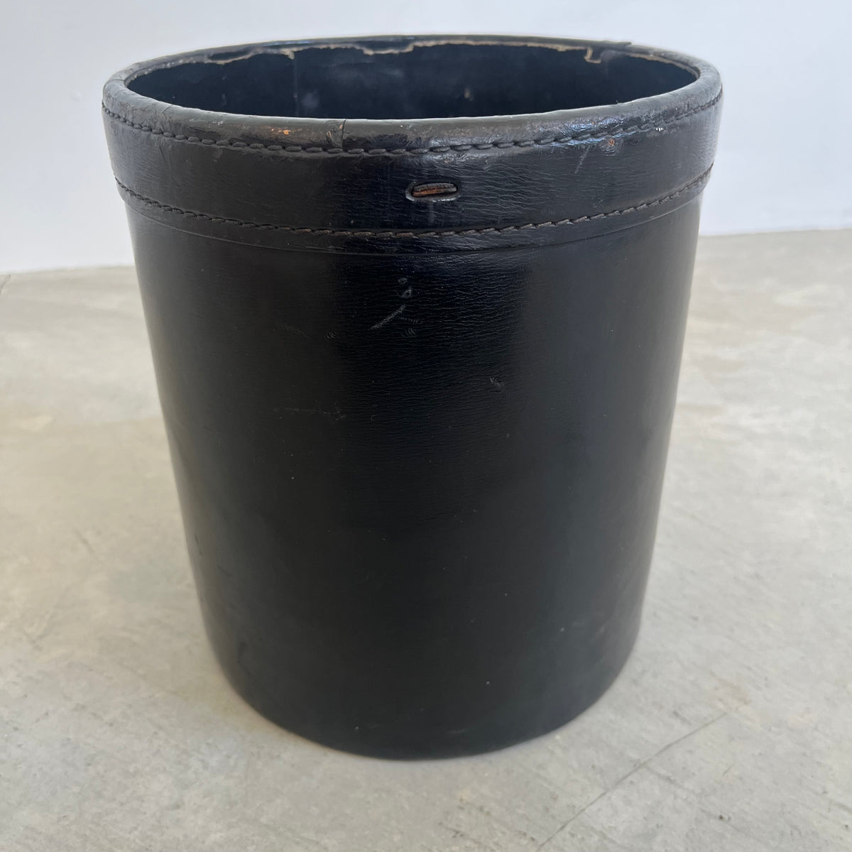 Saddle Leather Waste Basket