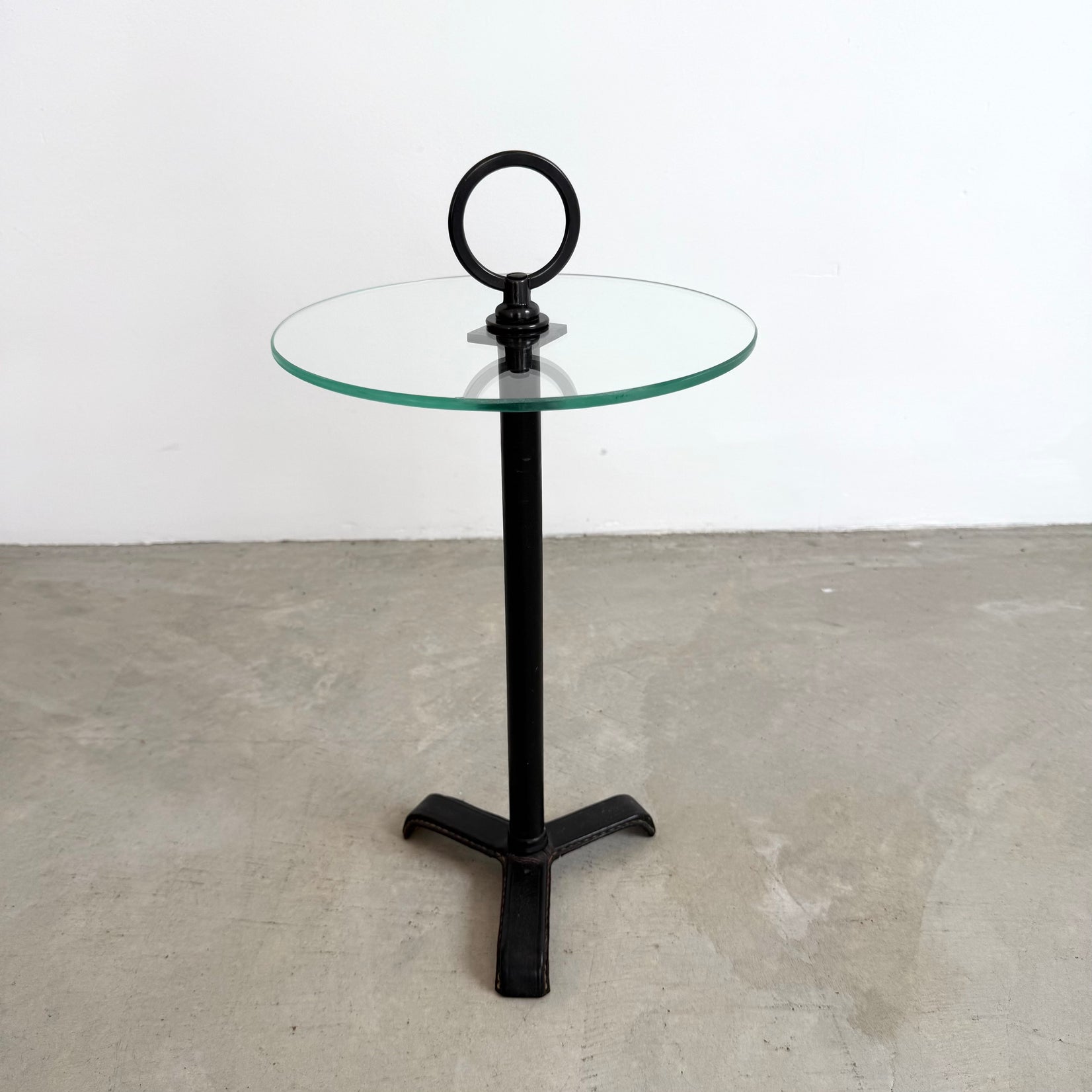 Leather and Glass Cocktail Table