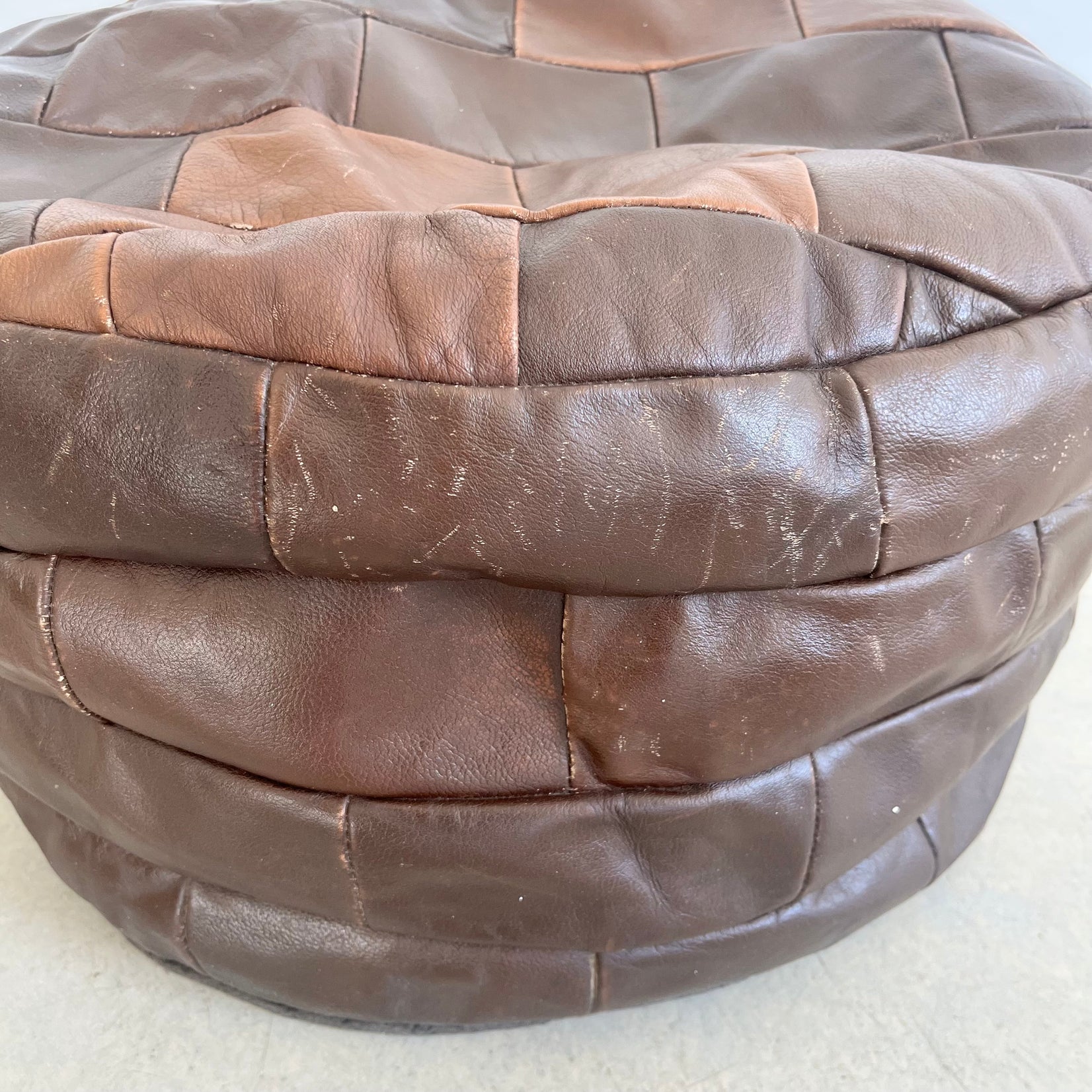 De Sede Brown Leather Patchwork Ottoman, 1970s Switzerland