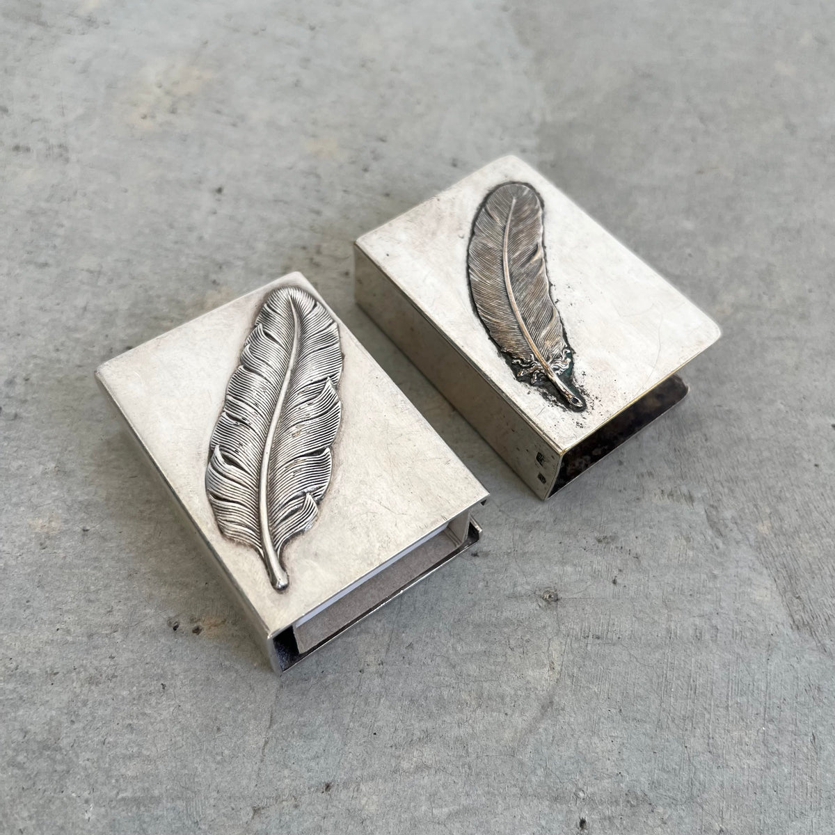 Pair of Feather Matchbox Covers