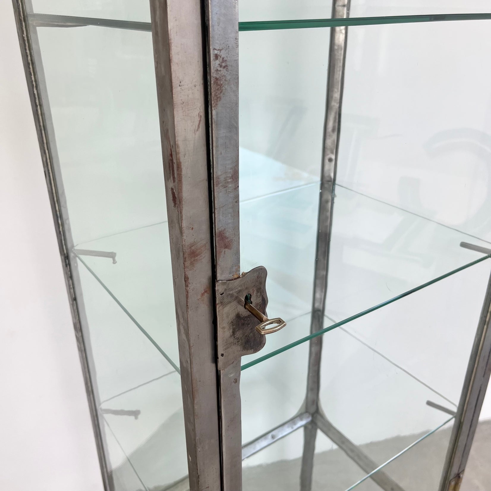 Pair of Matching Steel and Glass Vitrines