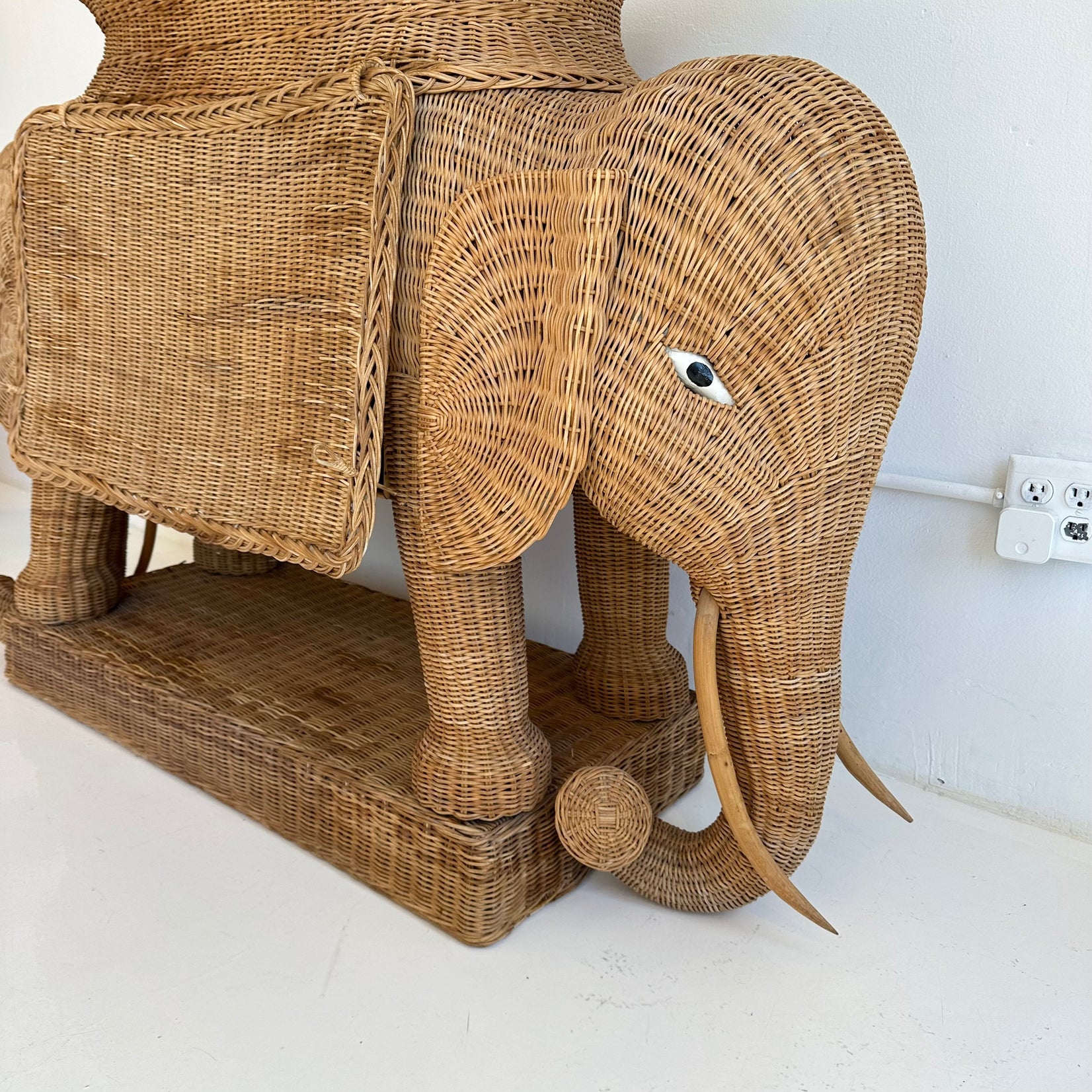 Wicker and Rattan Elephant Console Table