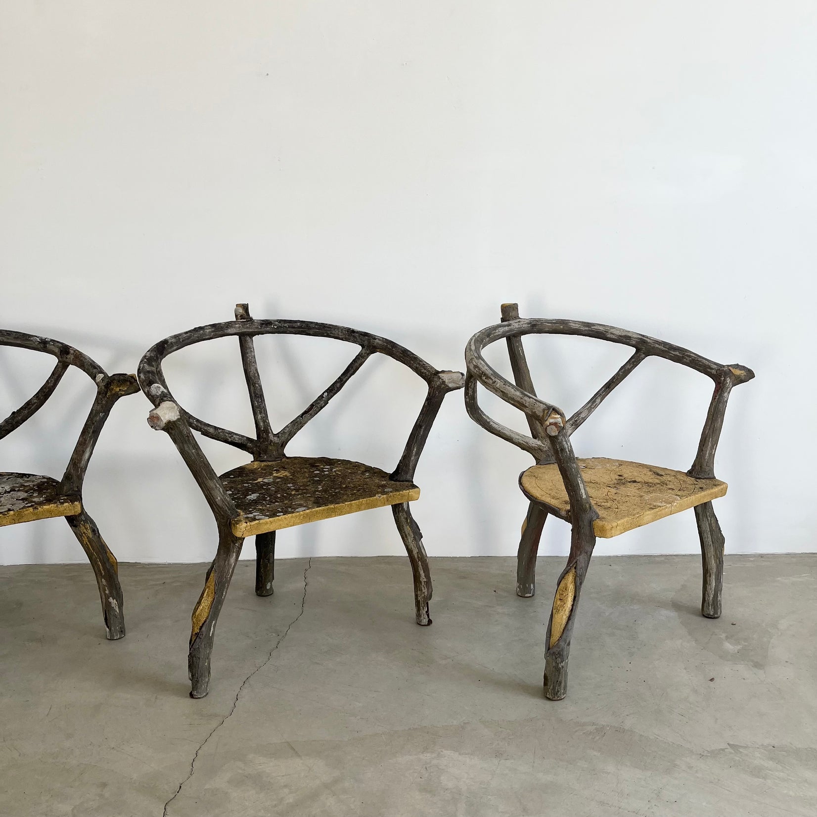 Set of 4 Faux Bois chairs, 1960s France