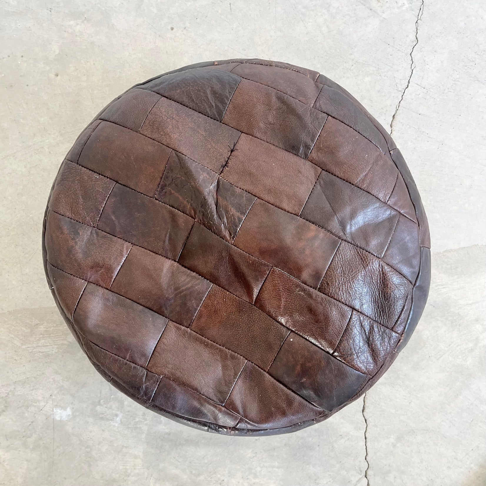 De Sede Brown Leather Patchwork Ottoman, 1970s Switzerland
