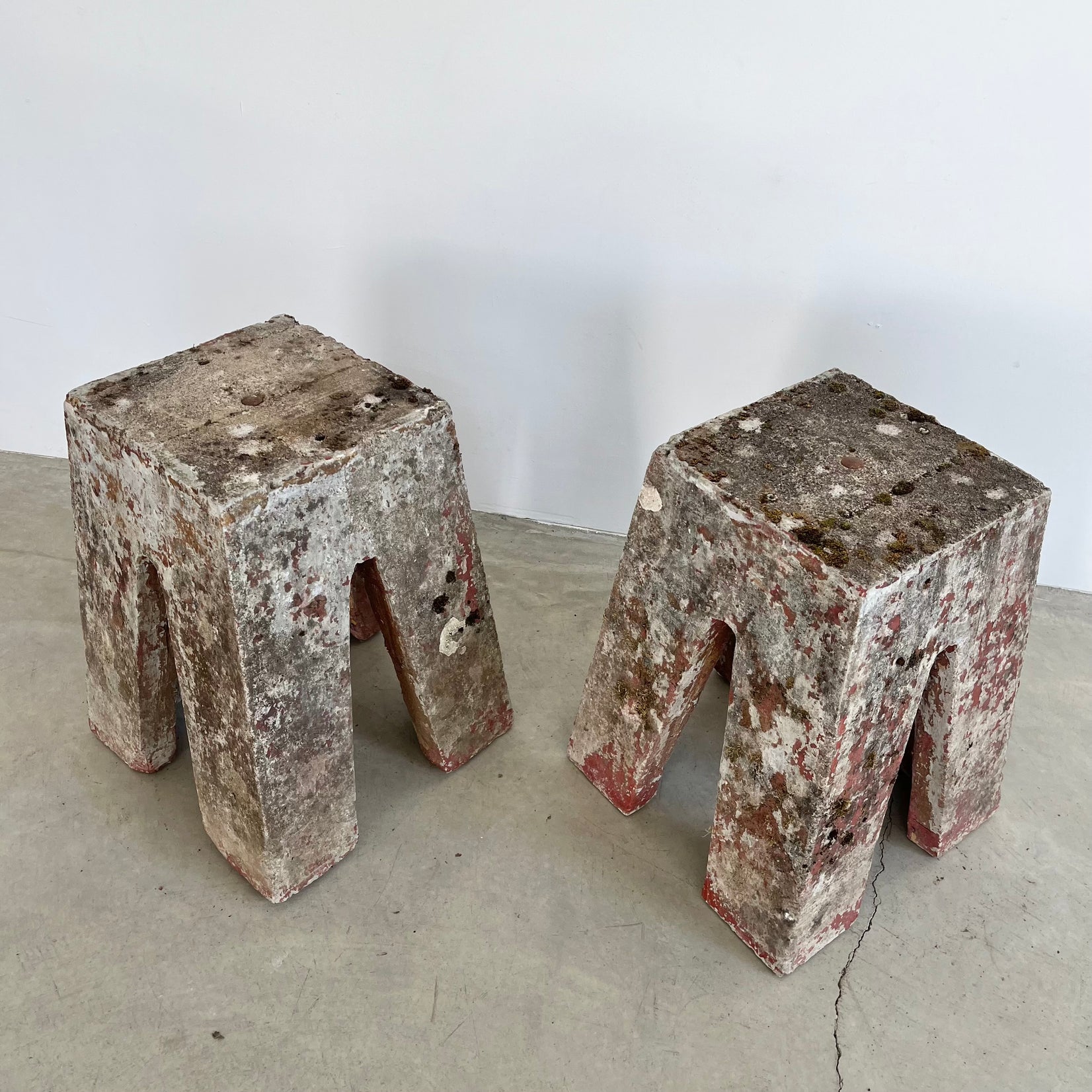 Pair of Sculptural Concrete Stools or Side Tables, 1960s France