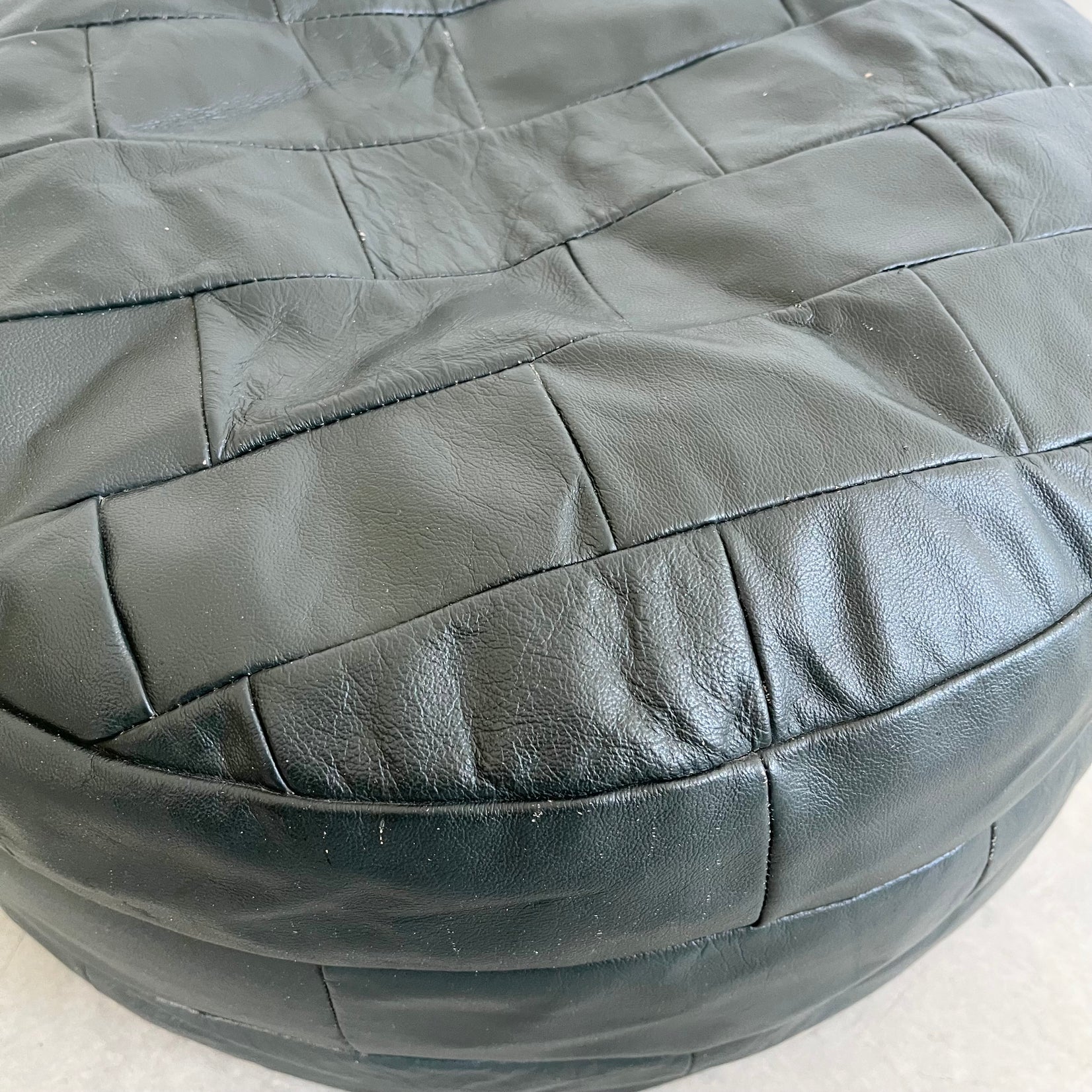 De Sede Green Leather Patchwork Ottoman, 1970s Switzerland