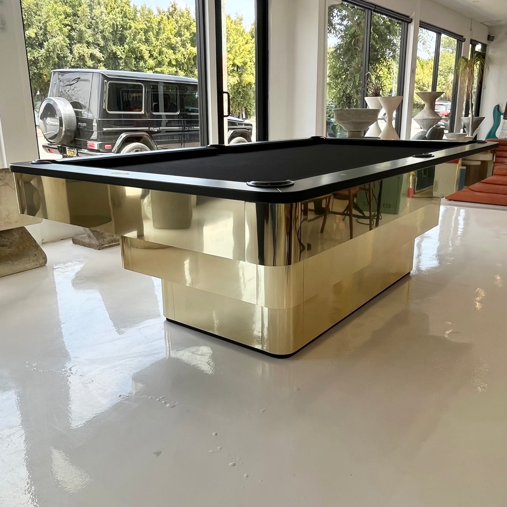 Custom Polished Brass Pool Table