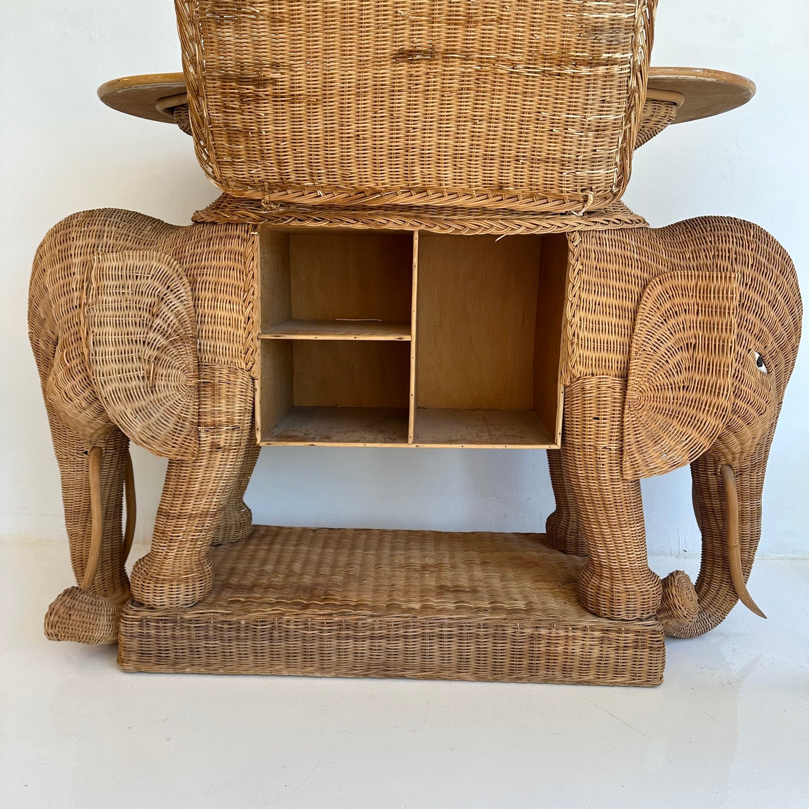 Wicker and Rattan Elephant Console Table