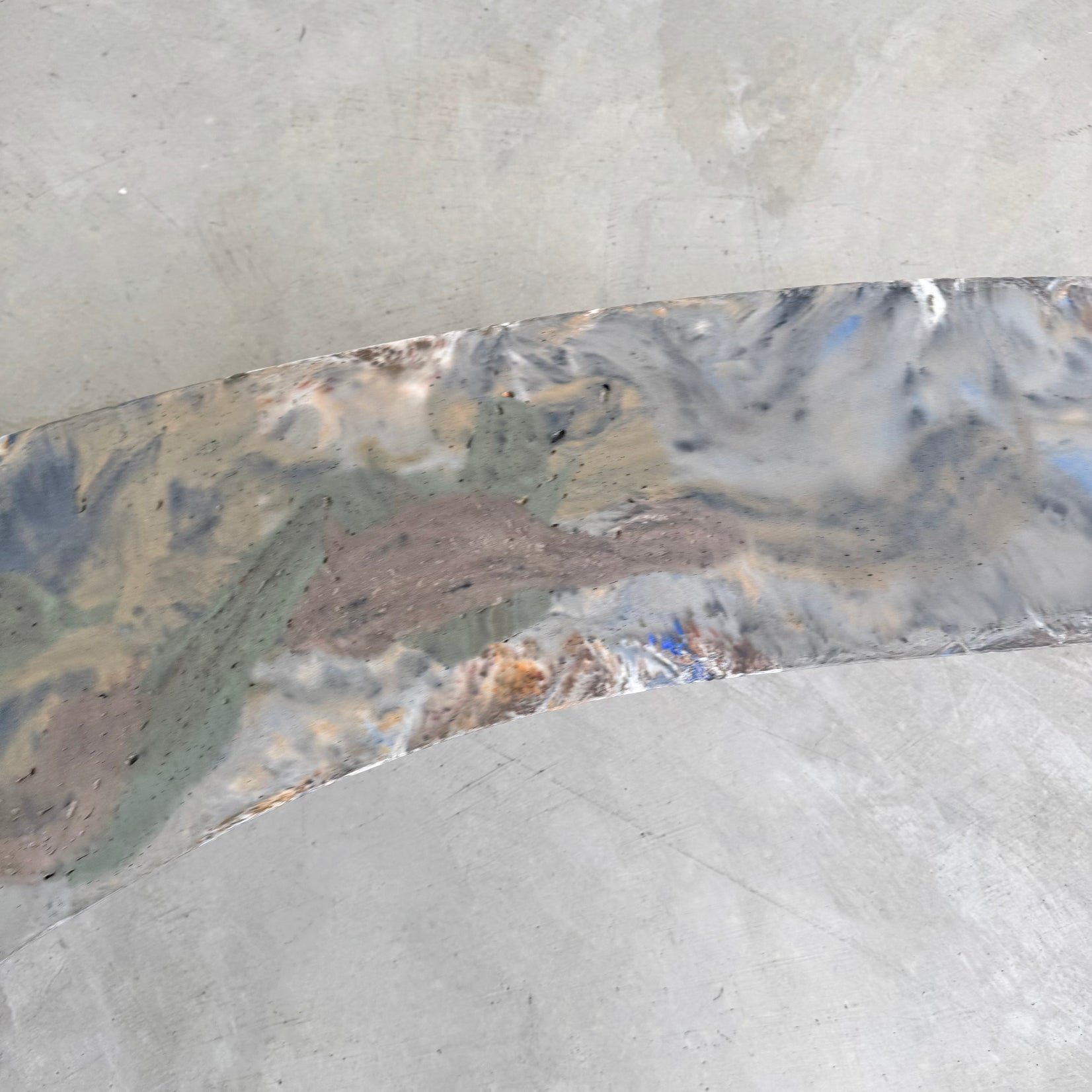 Artist Made Hand Dyed Concrete Boomerang Coffee Table