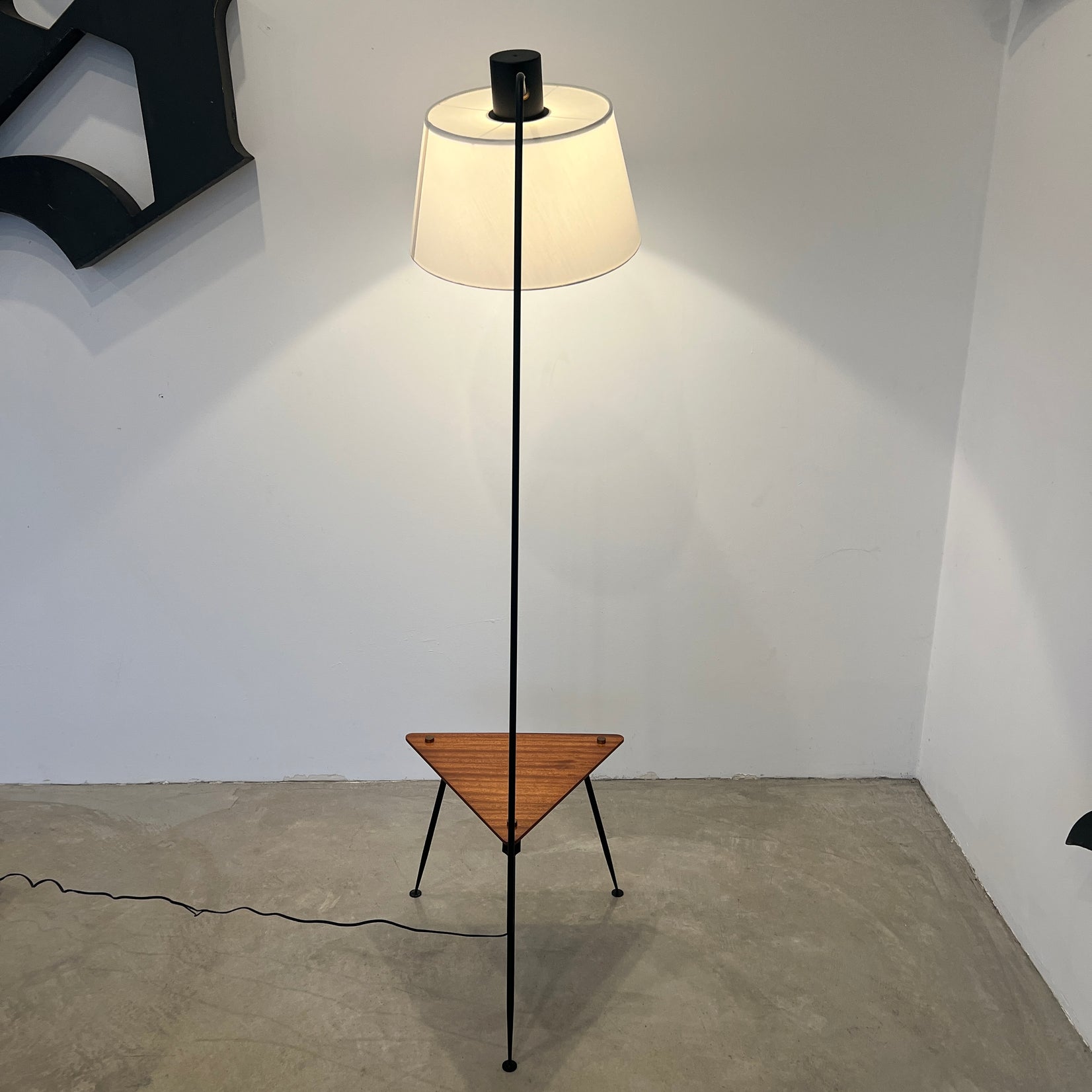 Floor Lamp with Triangular Side Table