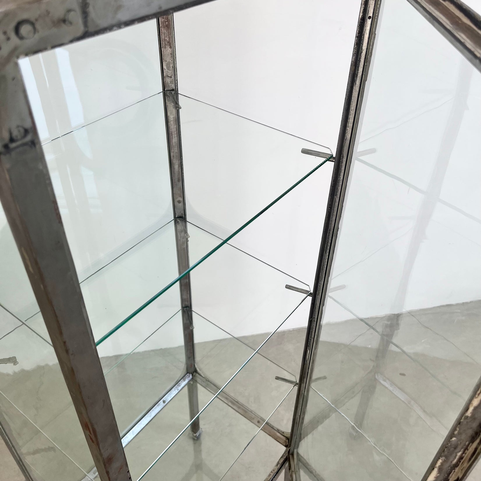 Industrial Steel & Glass Medical Vitrine