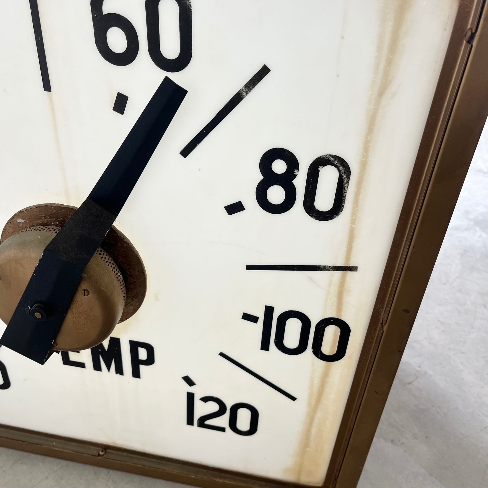 Massive Industrial Two-Sided Backlit Clock and Thermometer
