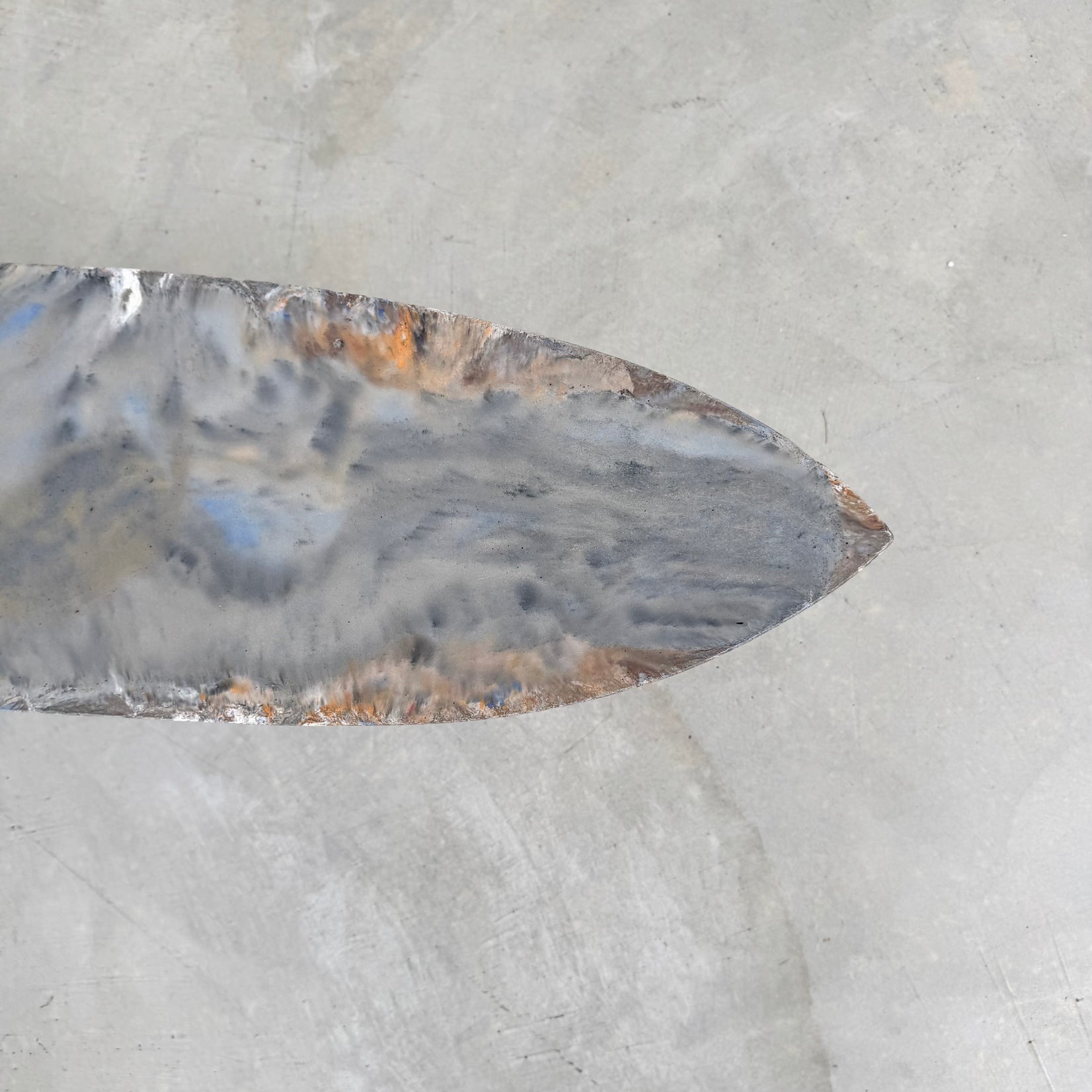 Artist Made Hand Dyed Concrete Boomerang Coffee Table