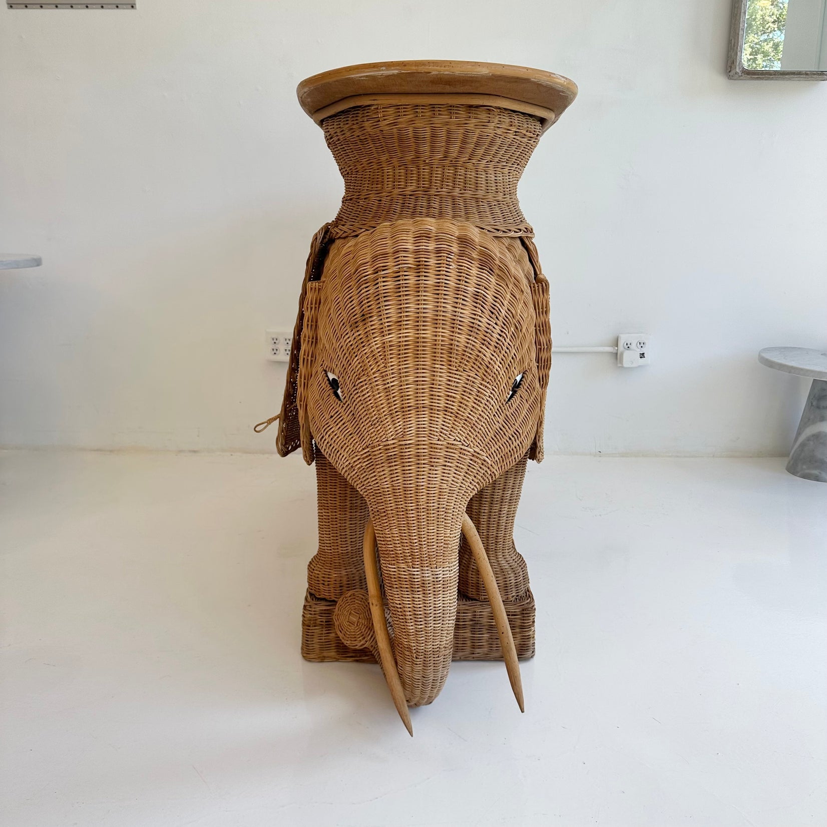 Wicker and Rattan Elephant Console Table