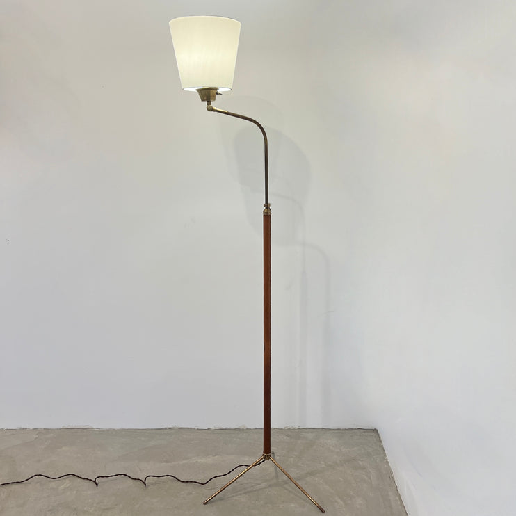 Tan Leather Floor Lamp