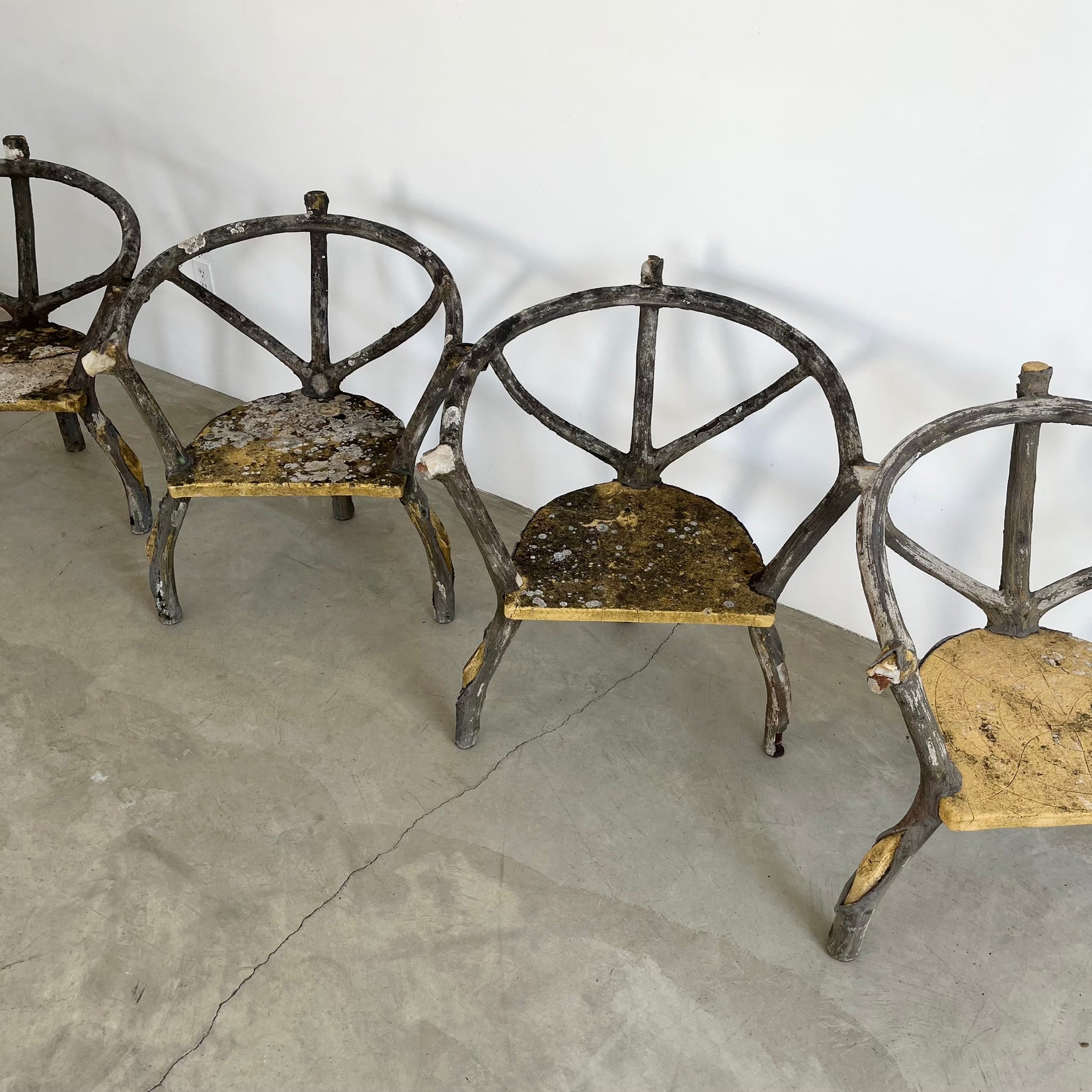 Set of 4 Faux Bois chairs, 1960s France