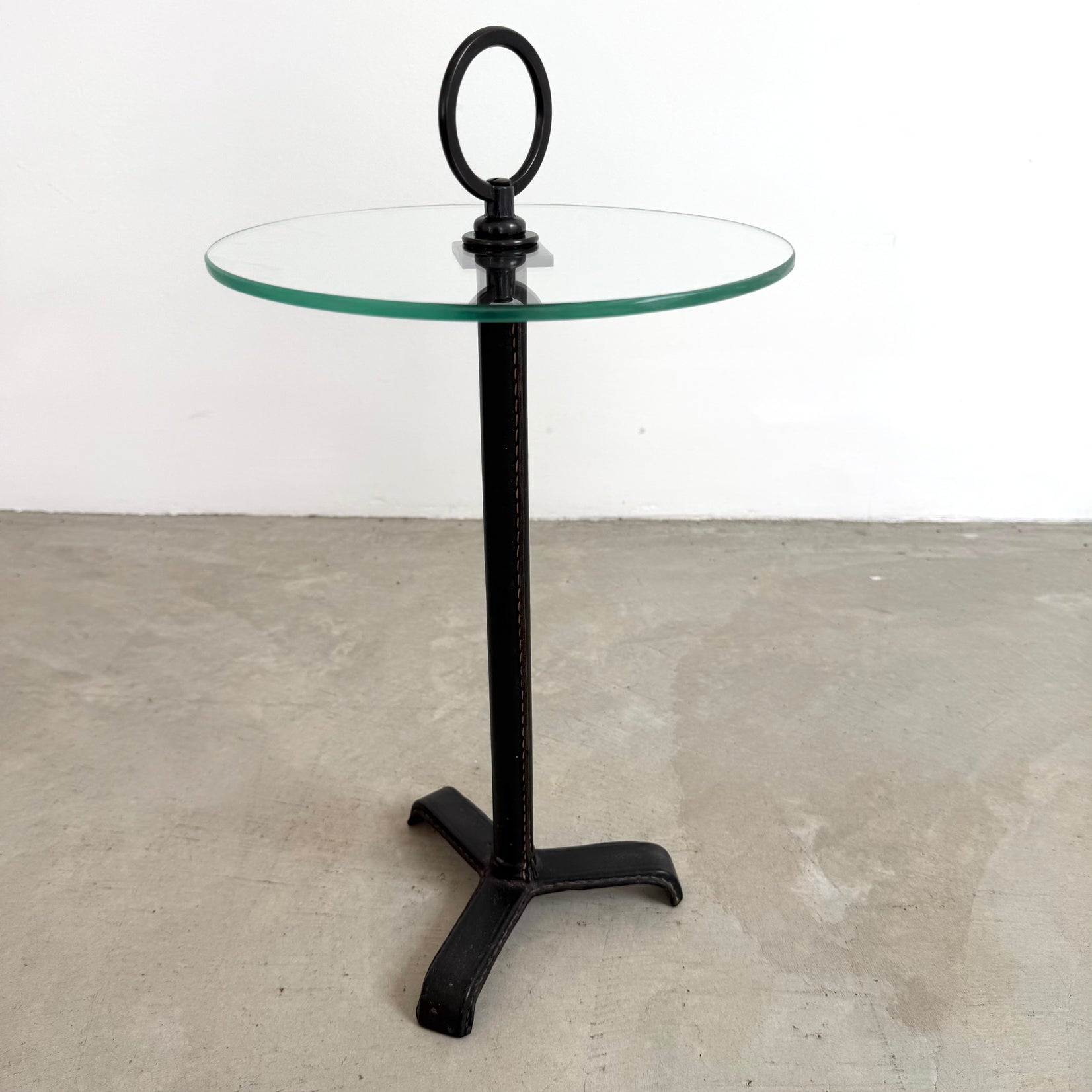 Leather and Glass Cocktail Table