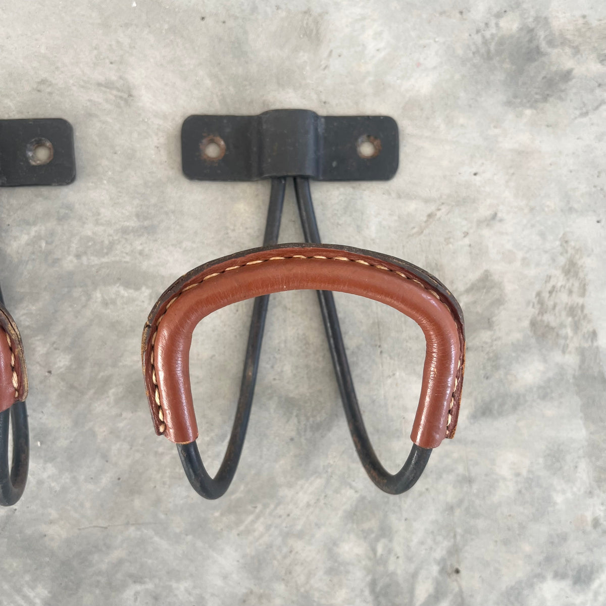 Iron and Leather Coat Hooks