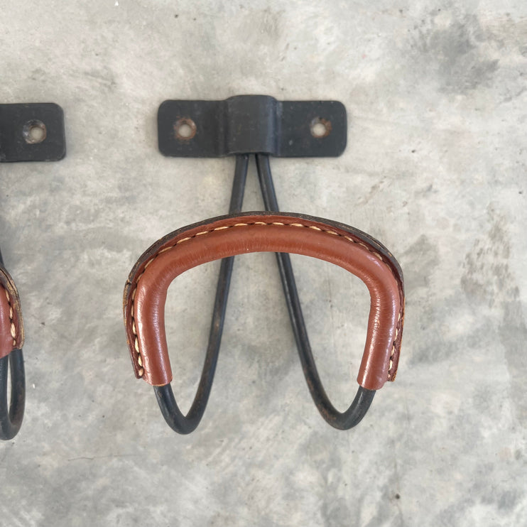 Iron and Leather Coat Hooks