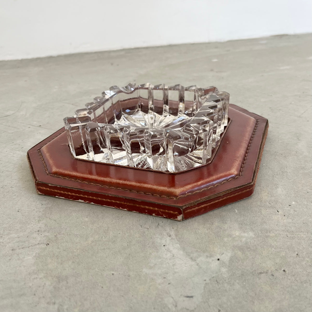 Leather and Glass Ashtray