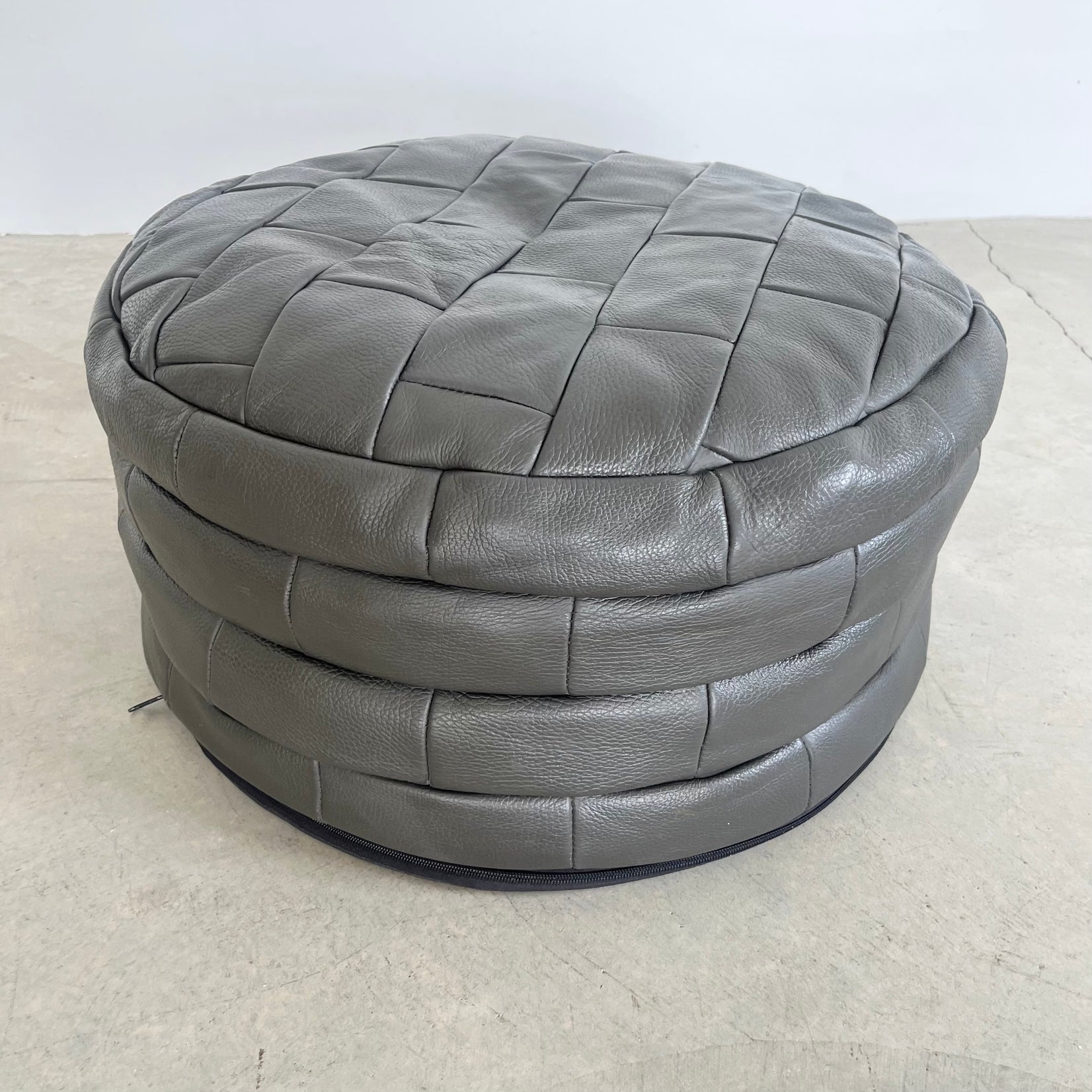 Grey Patchwork Ottoman