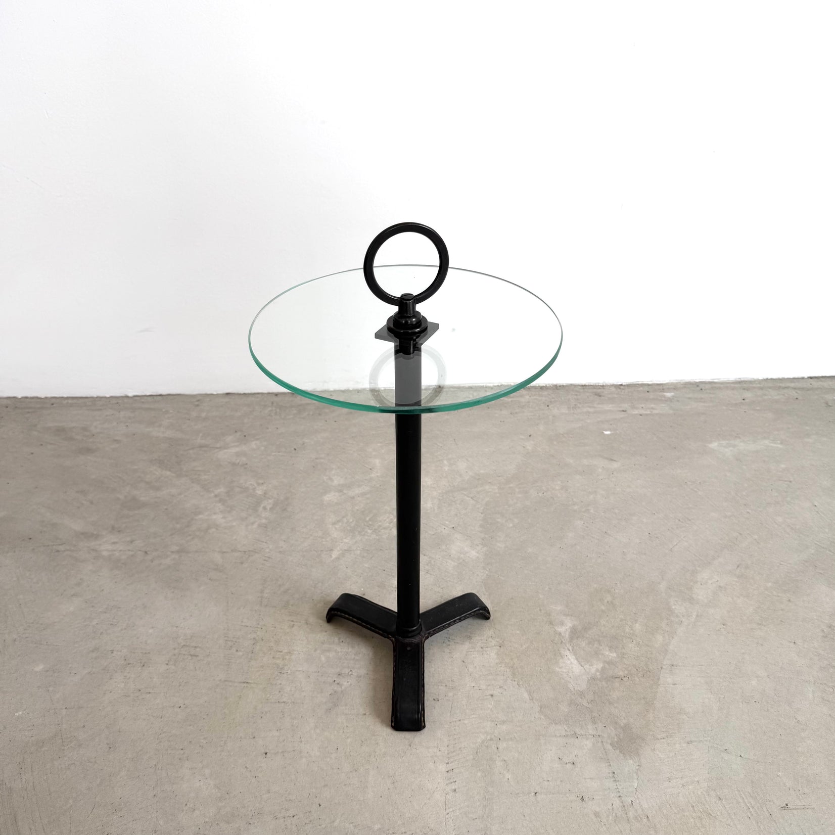 Leather and Glass Cocktail Table