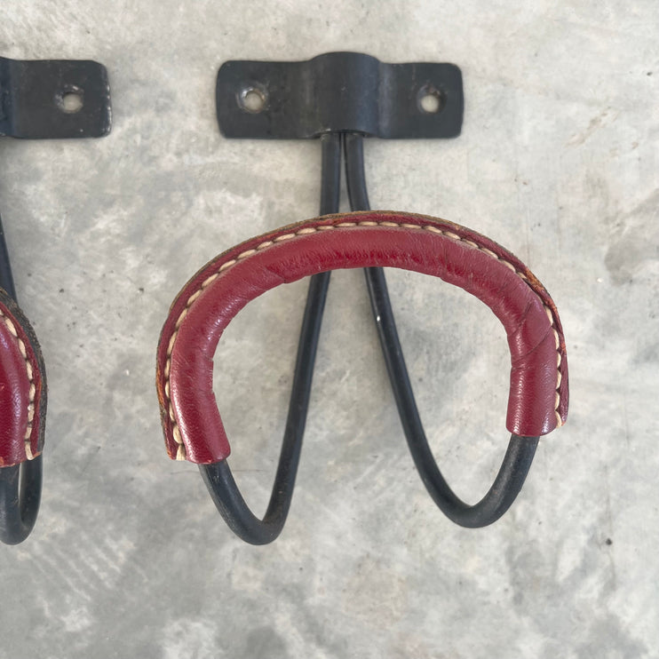 Iron and Leather Coat Hooks