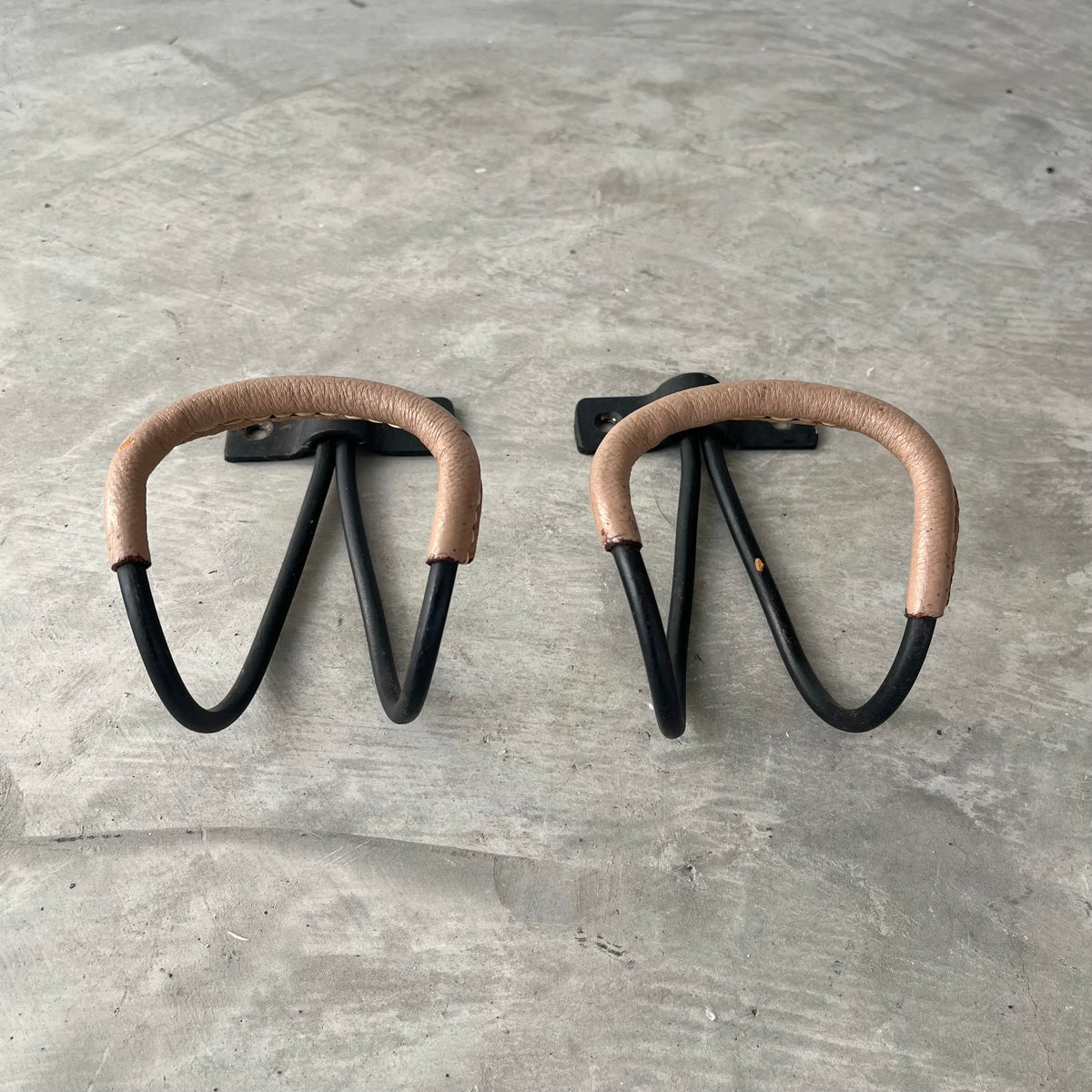 Iron and Leather Coat Hooks