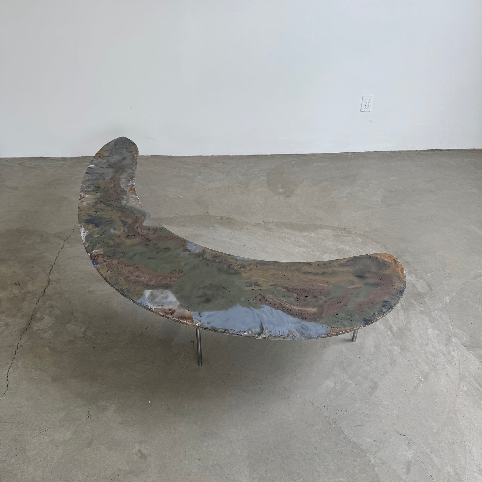 Artist Made Hand Dyed Concrete Boomerang Coffee Table