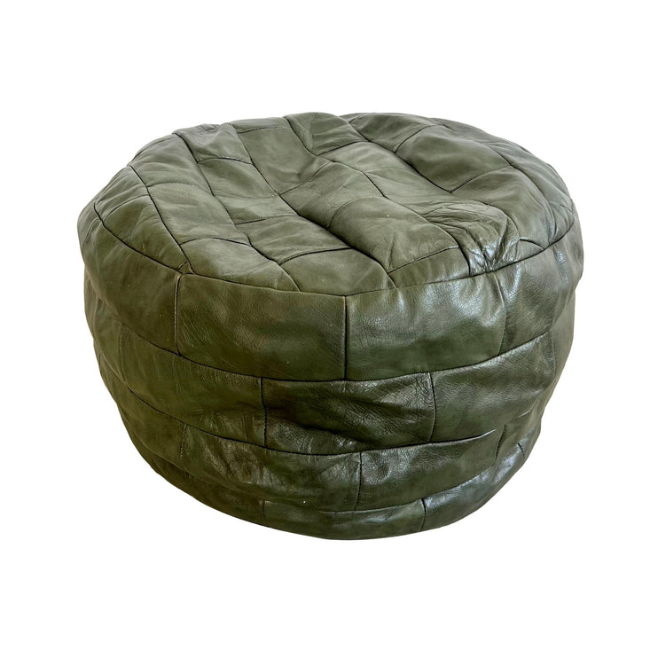Green Leather Patchwork Ottoman