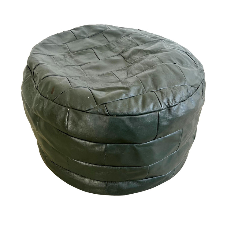 Green Leather Patchwork Ottoman