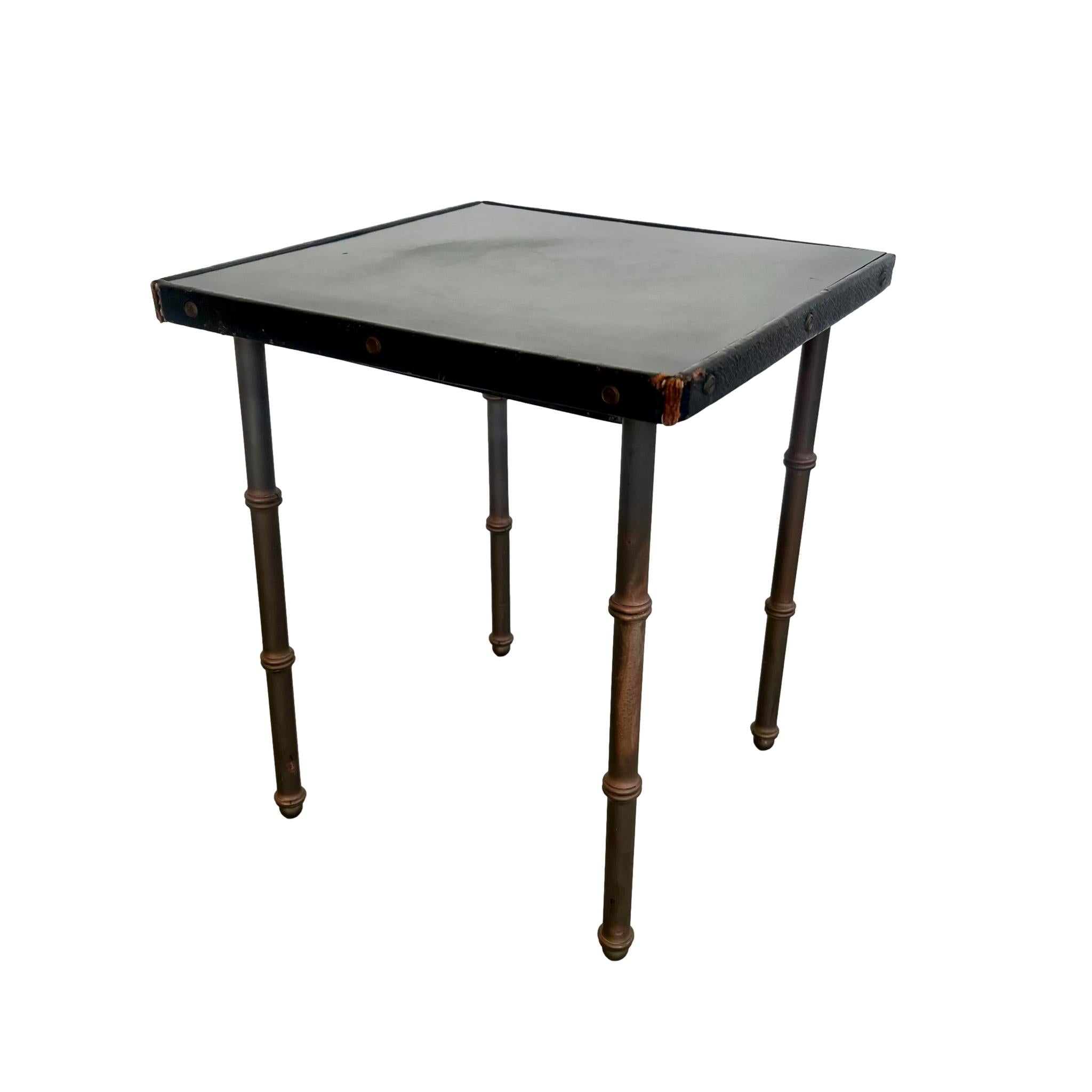 Leather and Metal Side Table