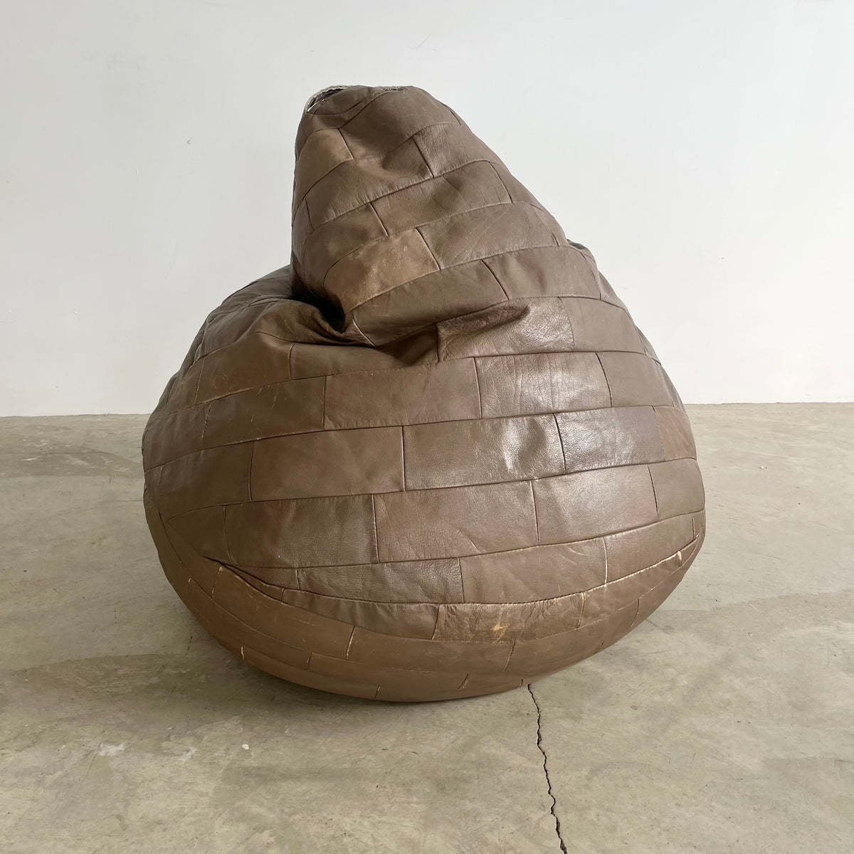 Gray Leather Patchwork Beanbag